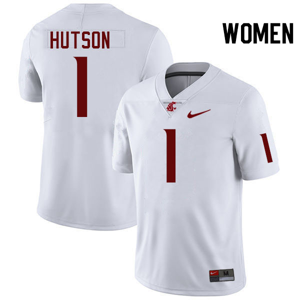 Women #1 Kris Hutson Washington State Cougars College Football Jerseys Stitched-White